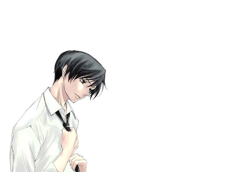 anime character adjusting tie