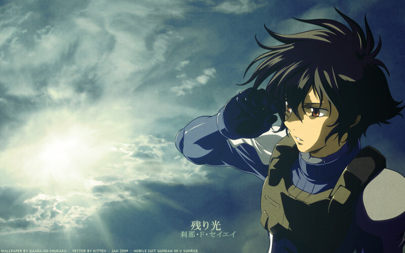 Anime character against cloudy sky