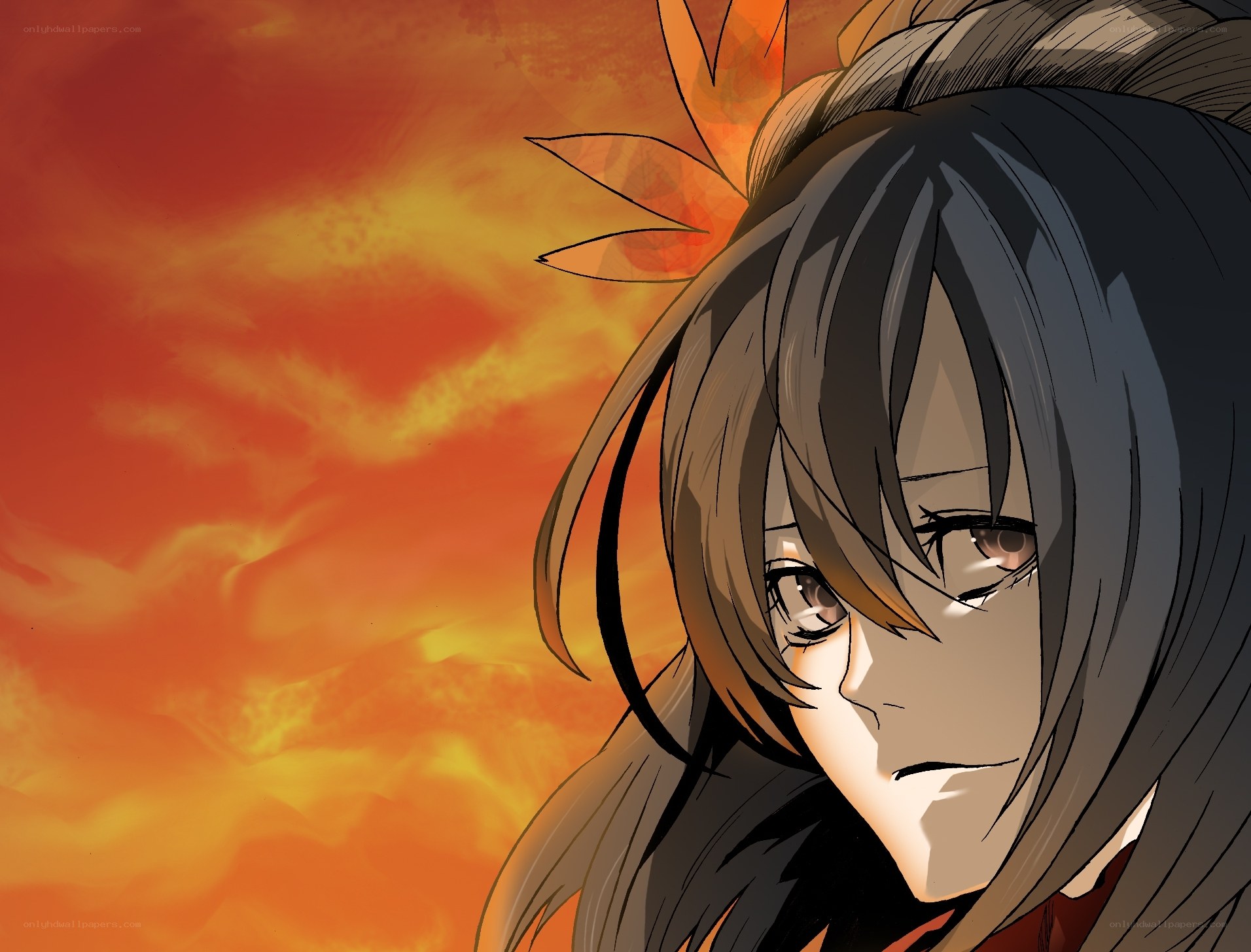 anime character against sunset