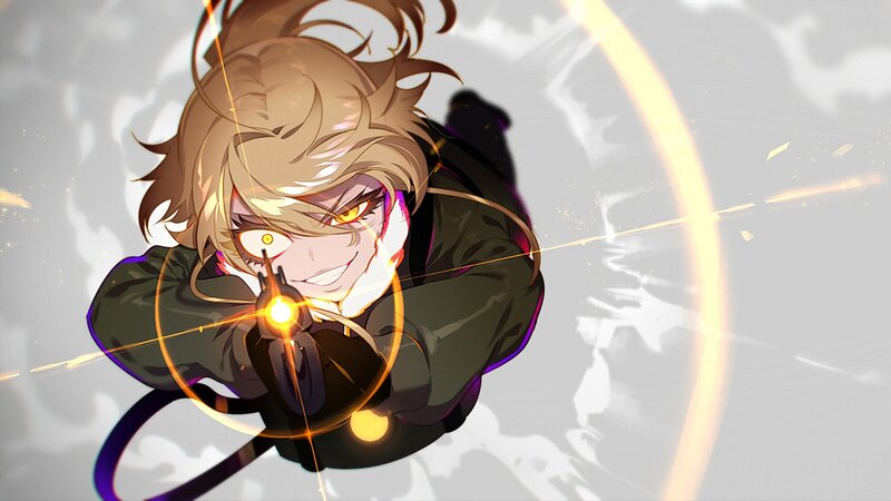 Anime Character Aiming Gun — Brown