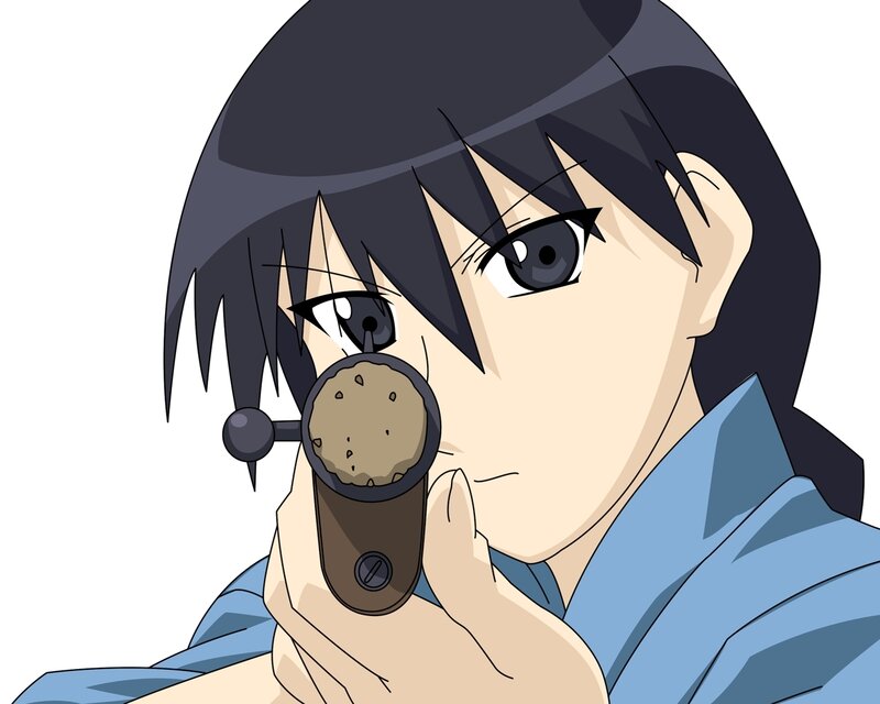 anime character aiming gun