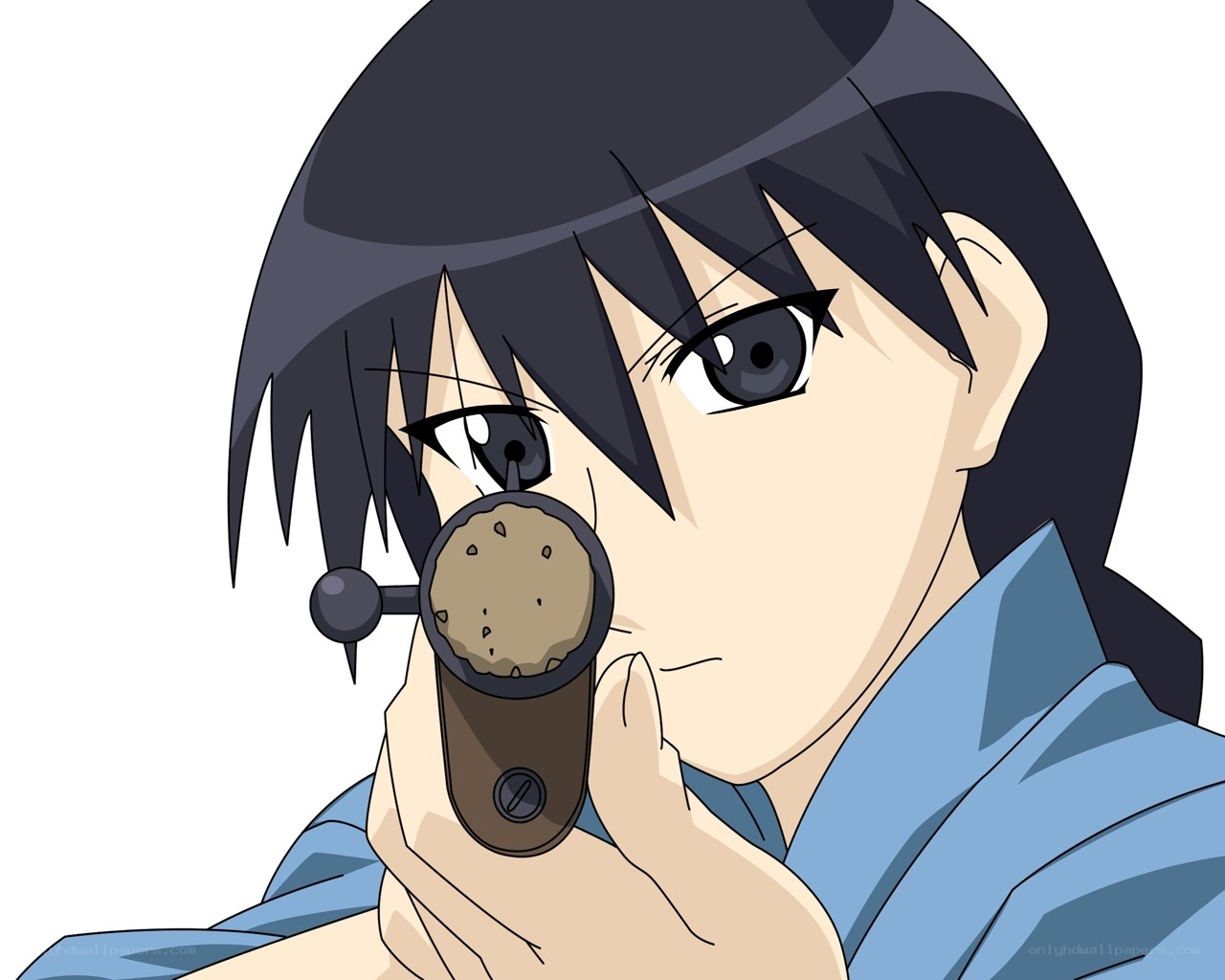 anime character aiming gun