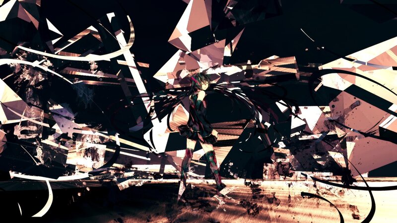Anime character amidst shattered fragments
