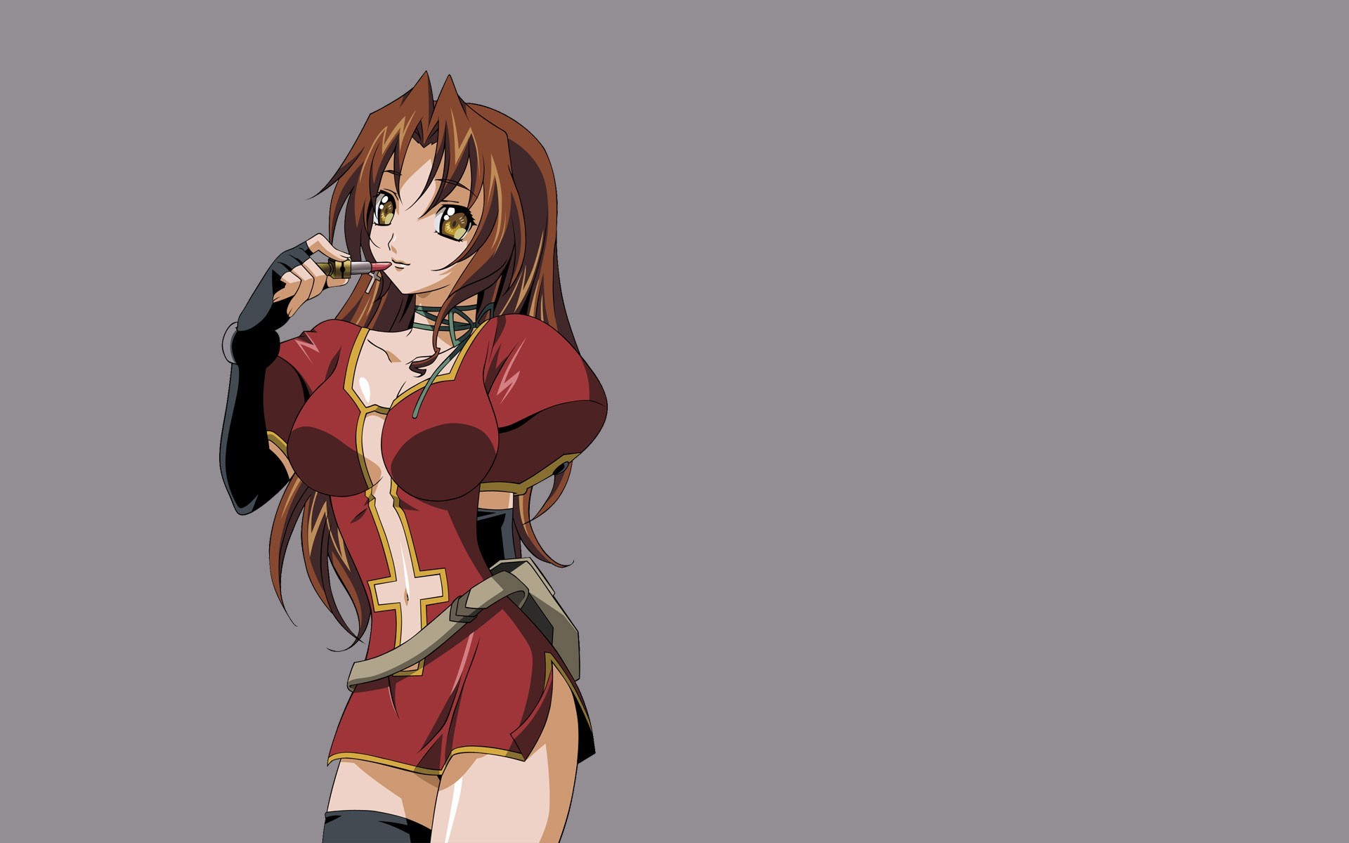 anime character applying lipstick