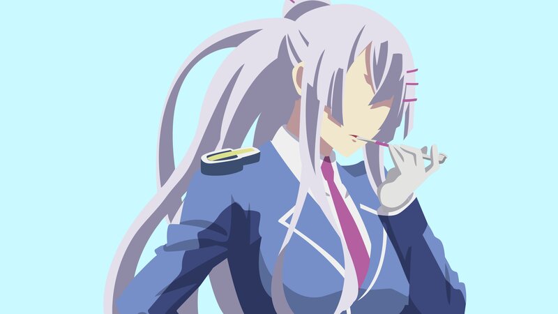 Anime Character Applying Lipstick — Blue
