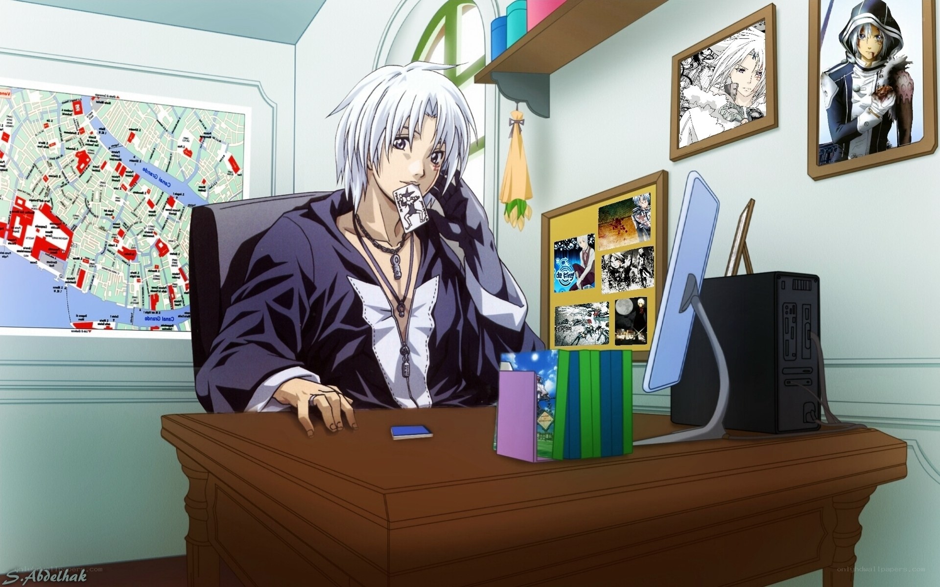 anime character at a desk