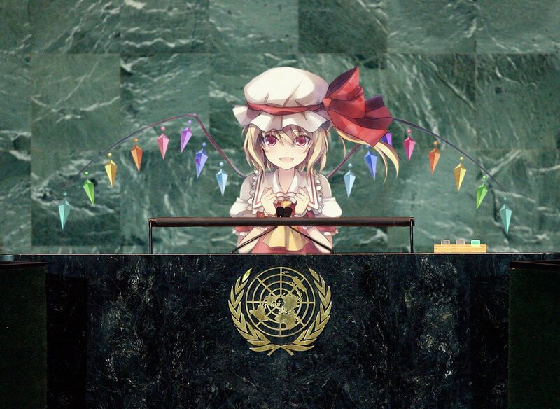 Anime character at a podium