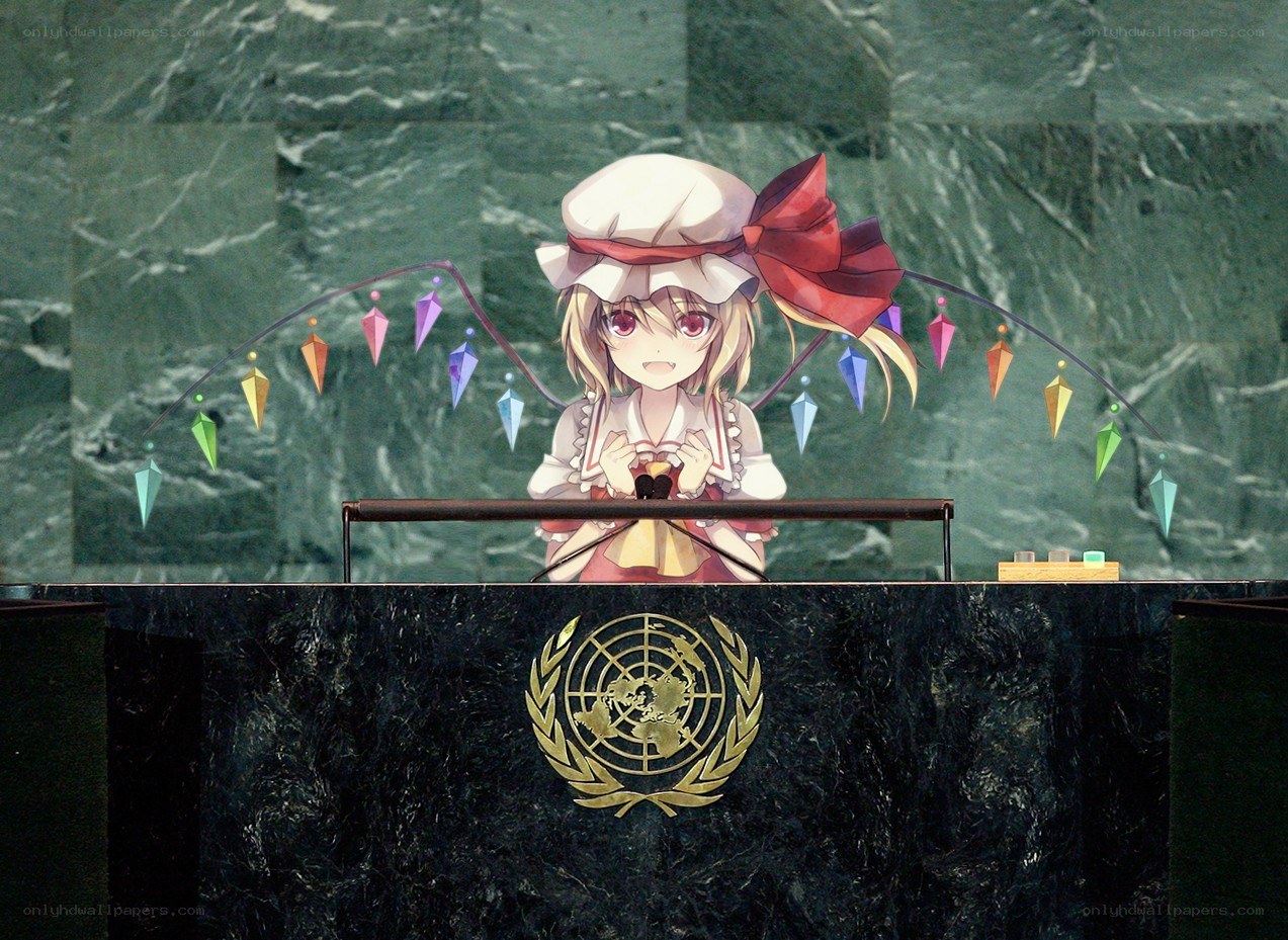 Anime character at a podium
