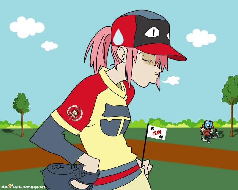 anime character at baseball game