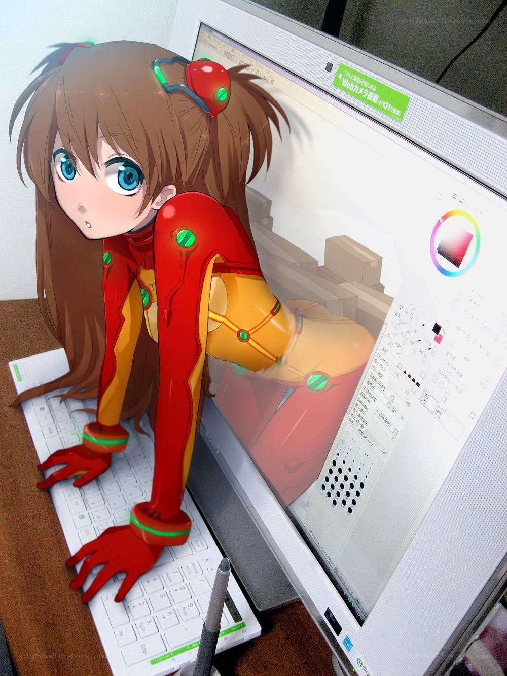 anime character at computer