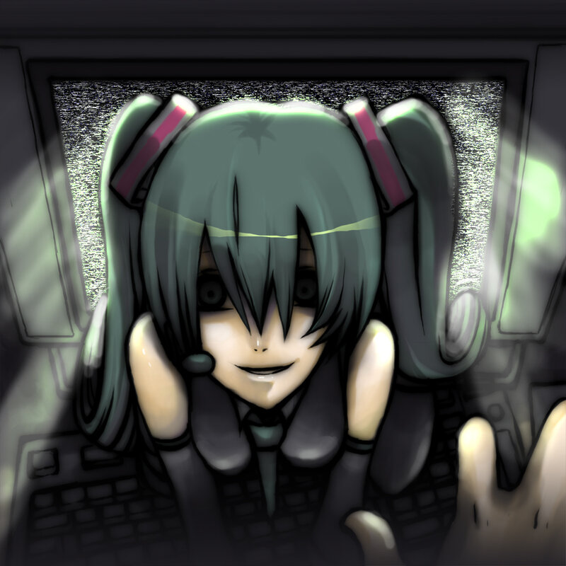 anime character at computer