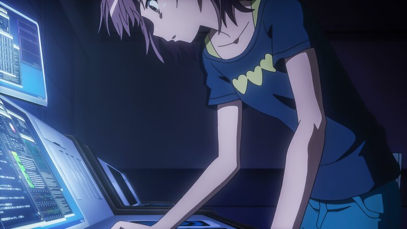 Anime Character at Computer — Blue