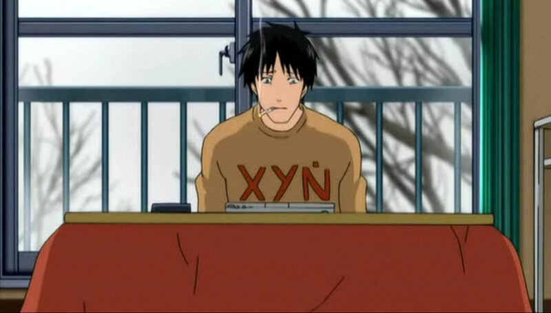 anime character at desk