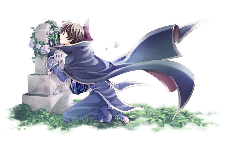Anime Character at Grave