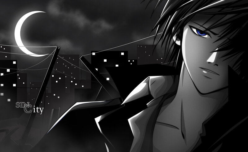 Anime Character at Night — Black
