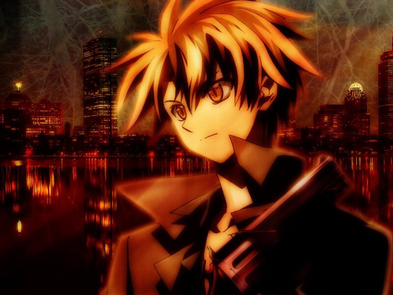 anime character at night city