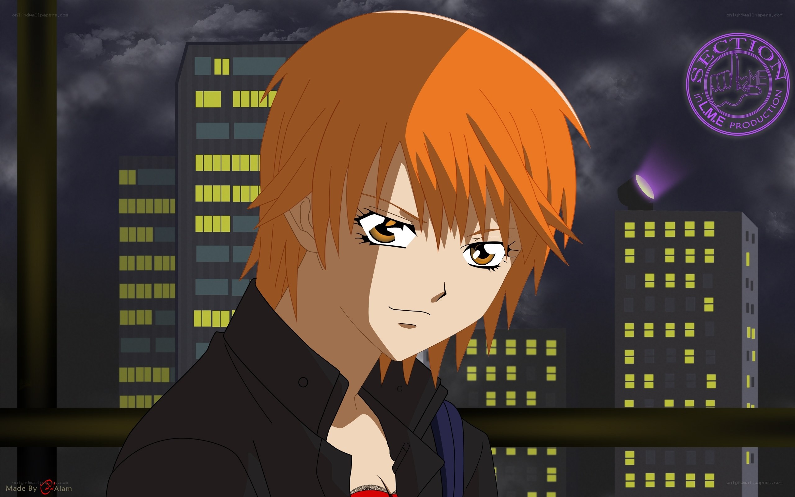 anime character at night city