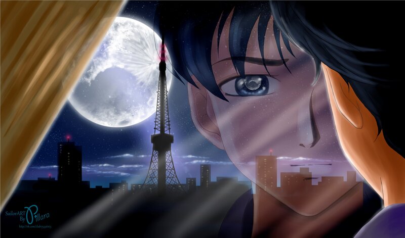 Anime Character at Night — Purple, Dramatic