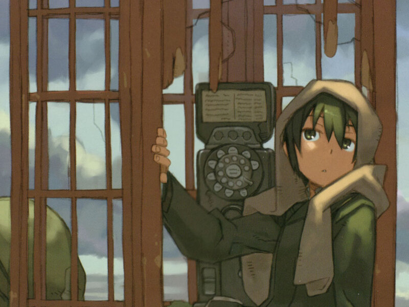 anime character at payphone