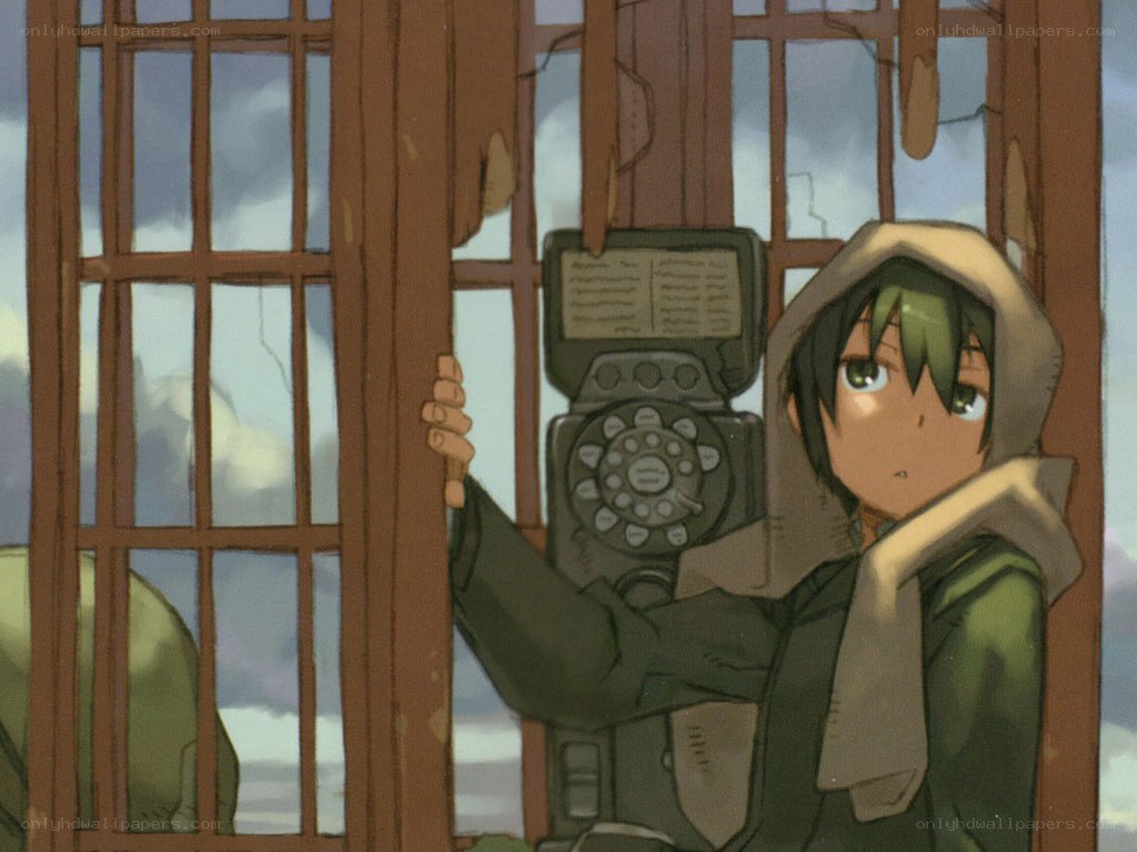 anime character at payphone