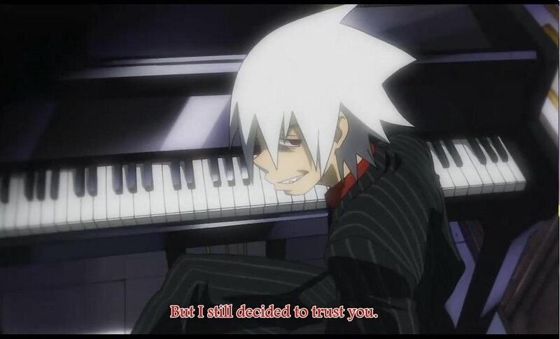 anime character at piano