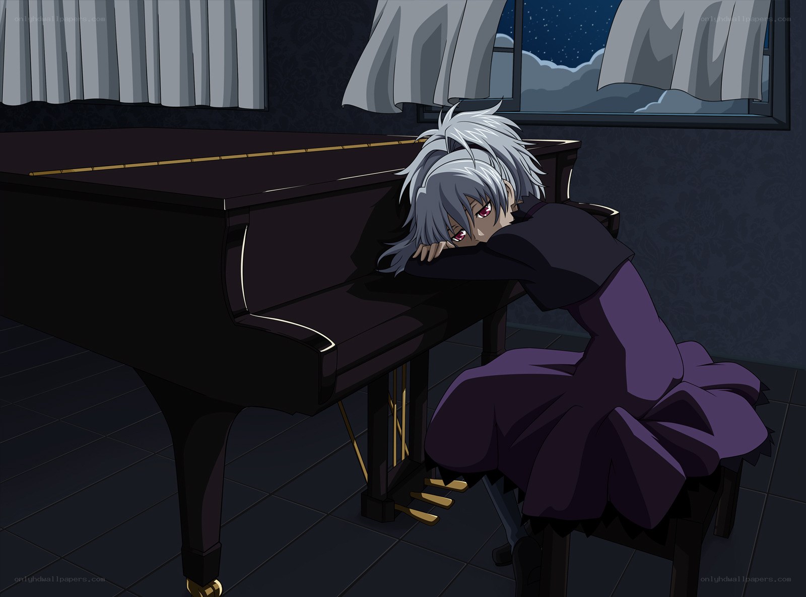 anime character at piano