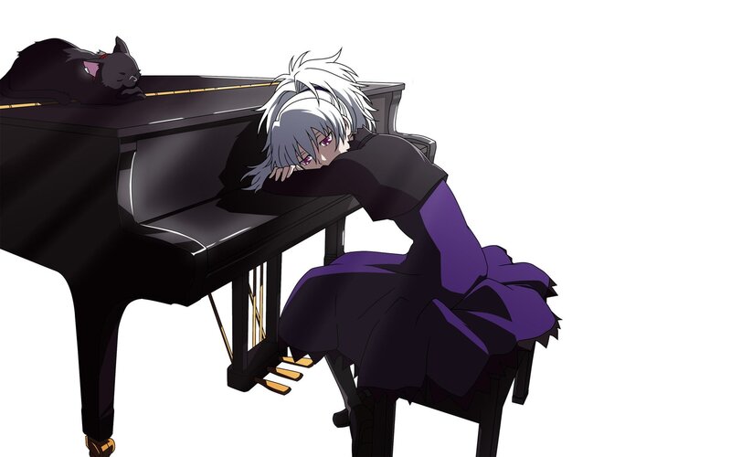 Anime Character at Piano — Black, Calm