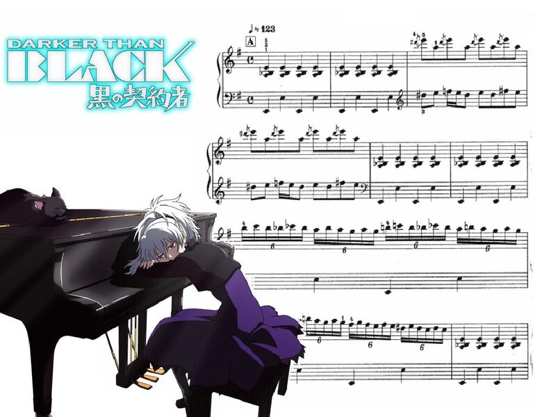Anime Character at Piano — Black