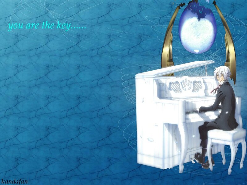 Anime Character at Piano — Blue