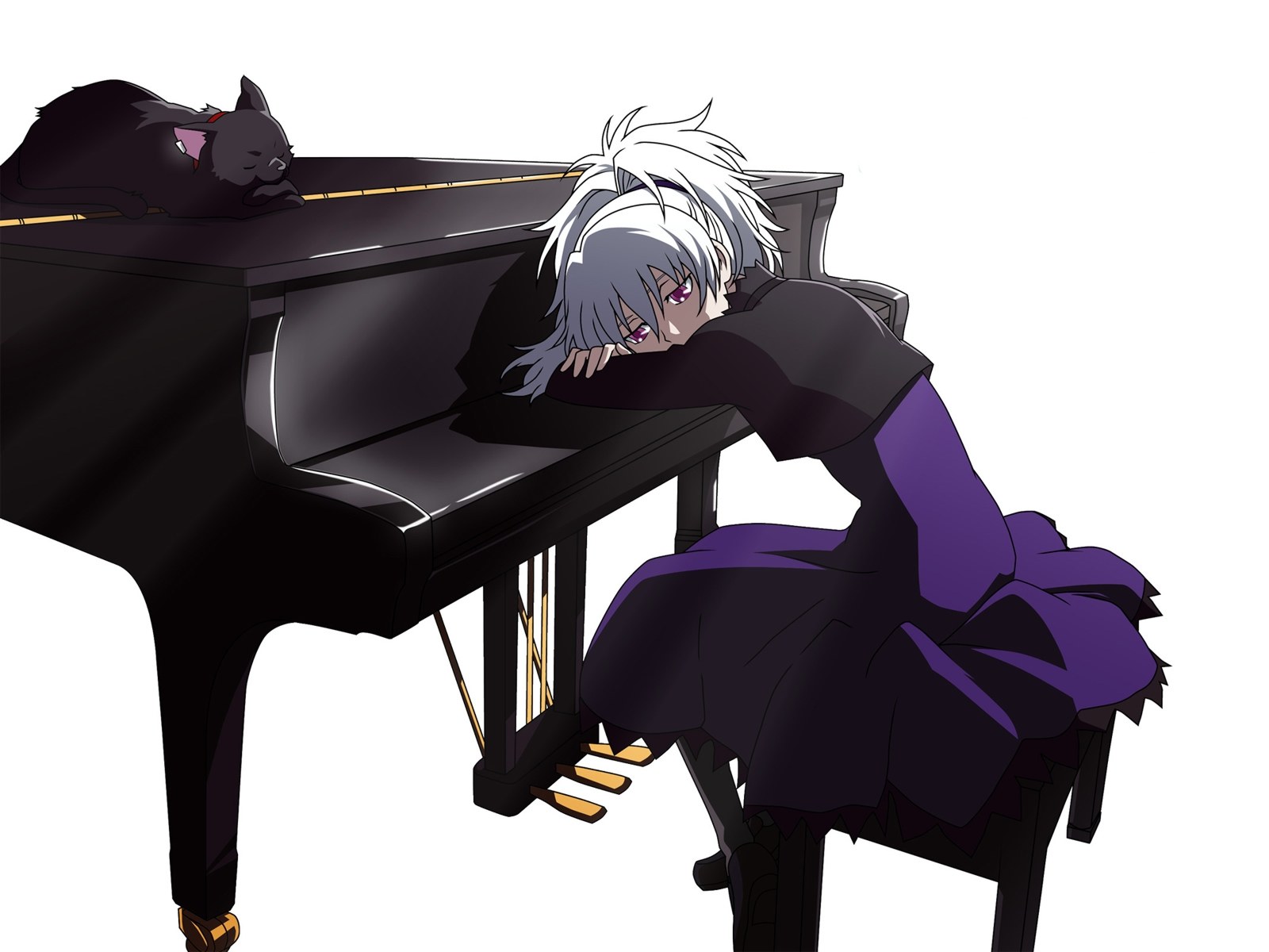anime character at piano