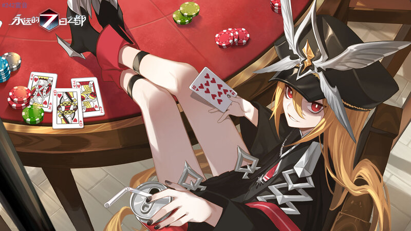Anime Character at Poker Table — Red