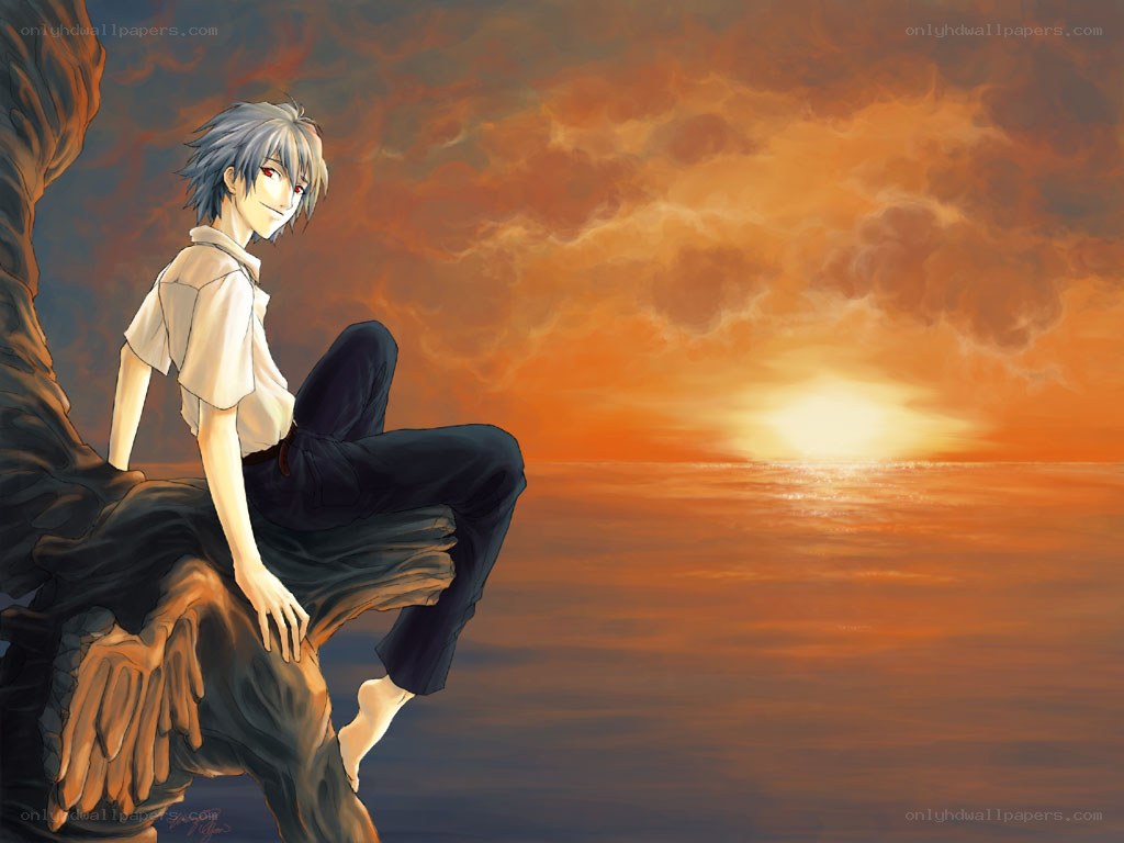 Anime character at sunset
