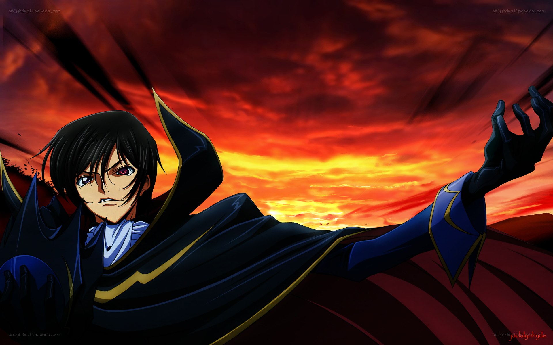 anime character at sunset