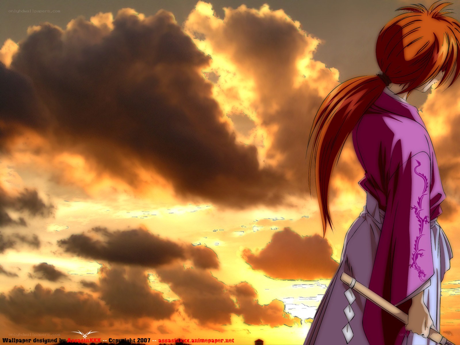 anime character at sunset