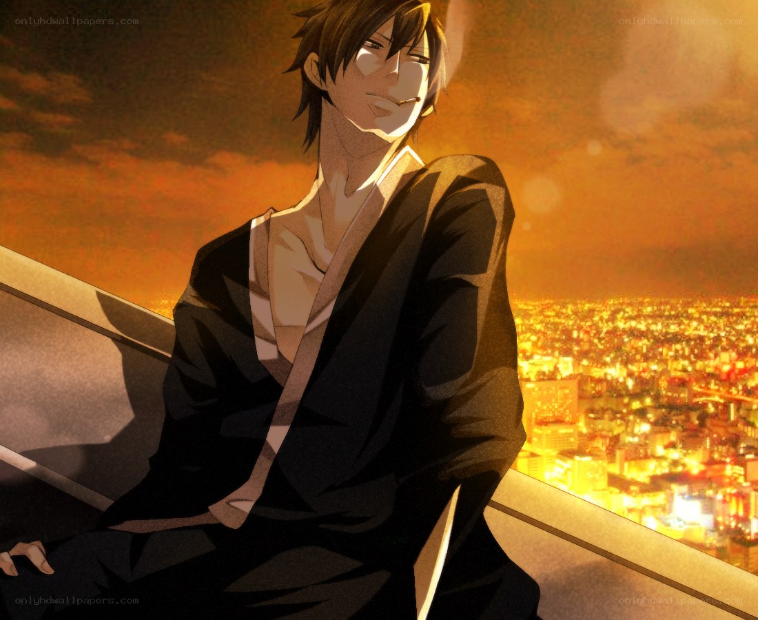 anime character at sunset