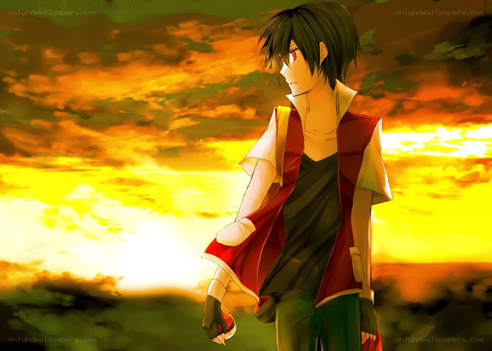 anime character at sunset