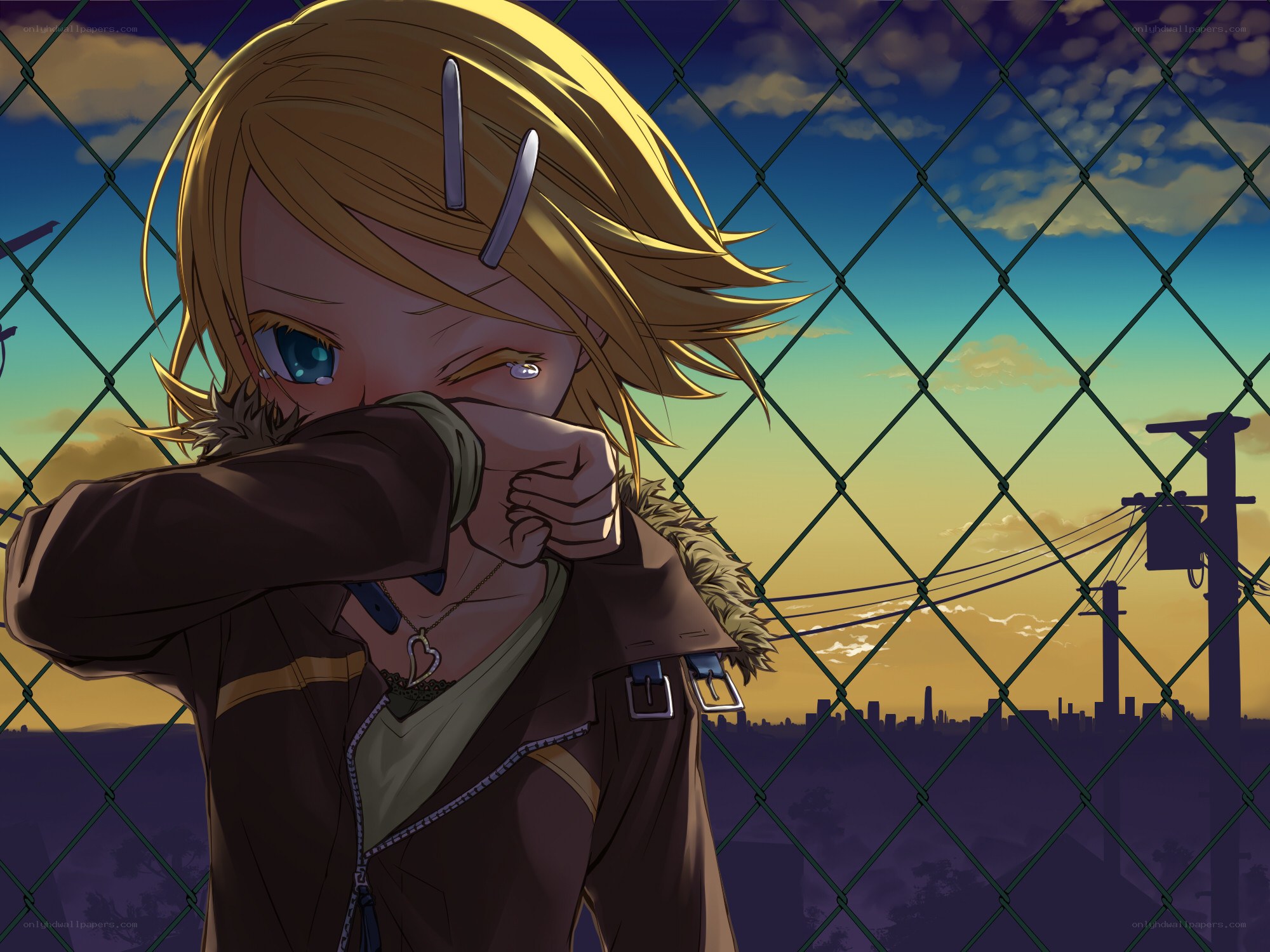 anime character at sunset