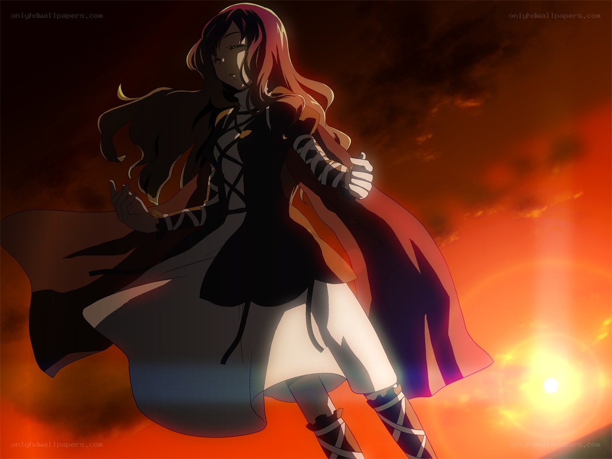 anime character at sunset