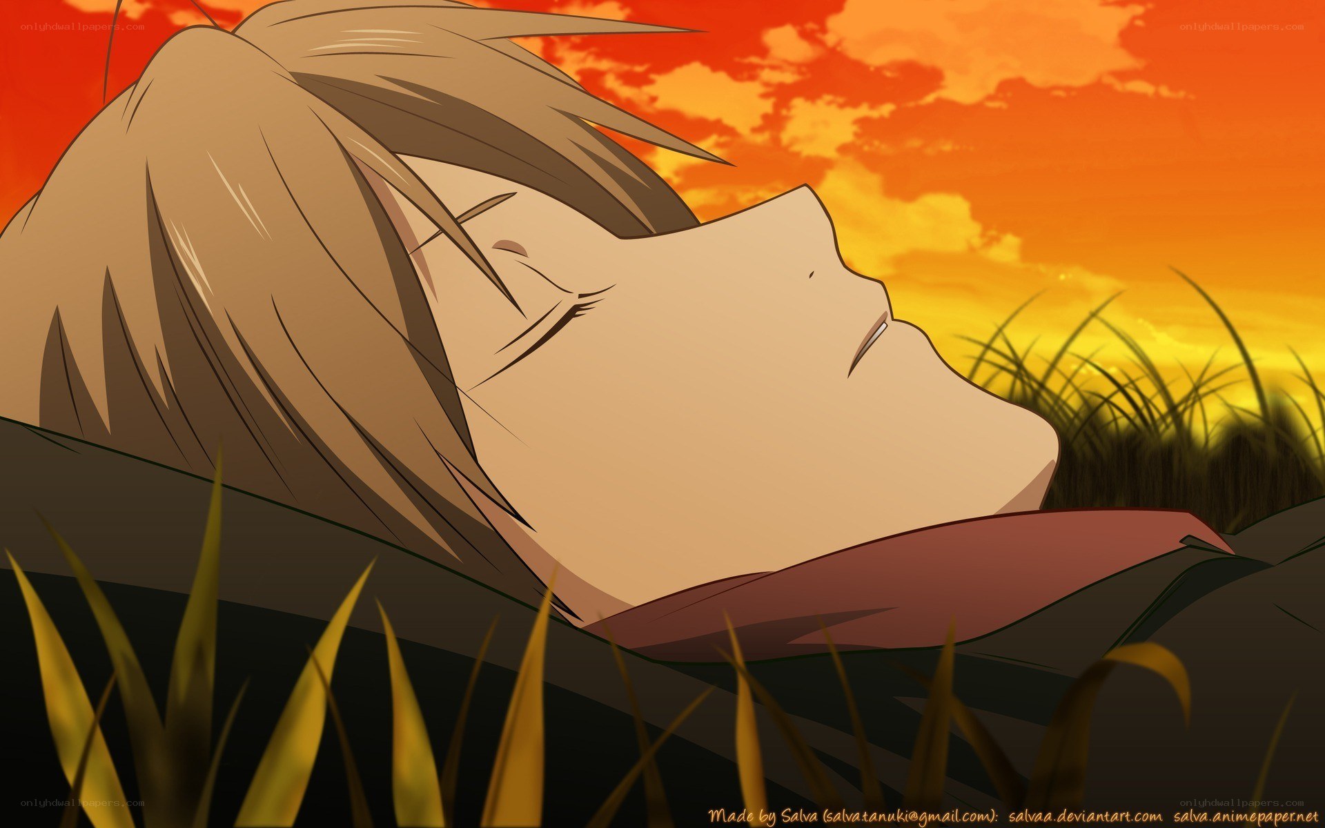anime character at sunset