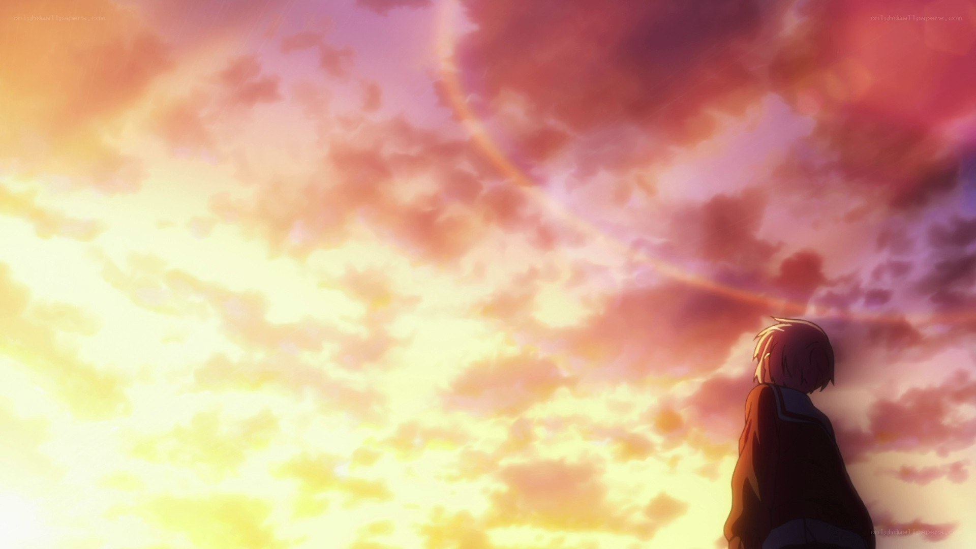 anime character at sunset