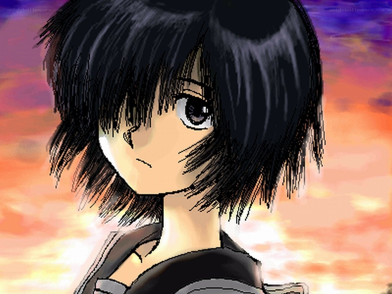 anime character at sunset