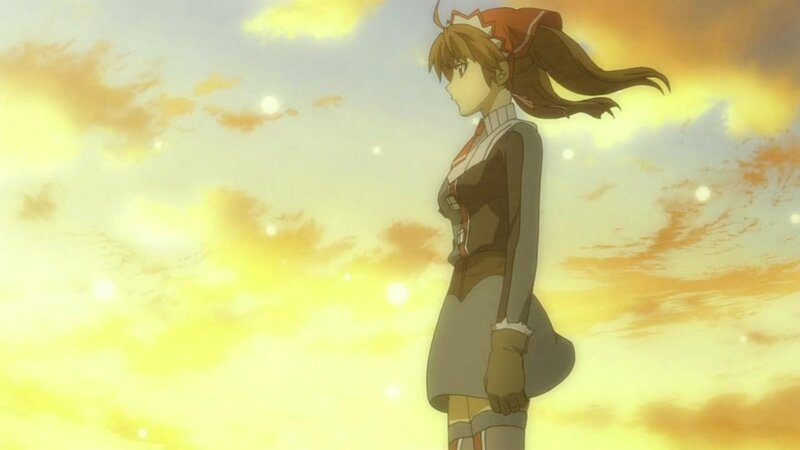 anime character at sunset