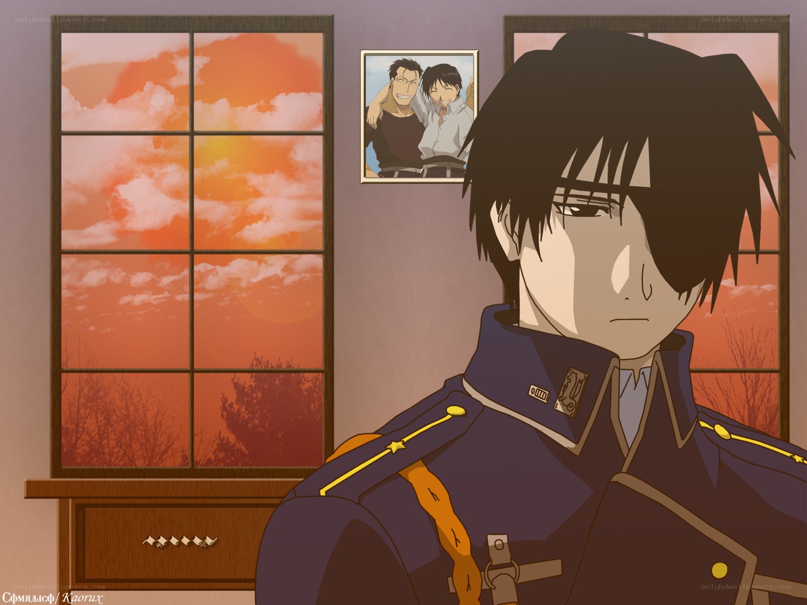 anime character at sunset