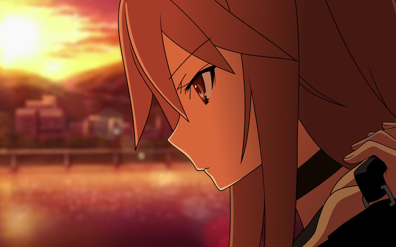 anime character at sunset