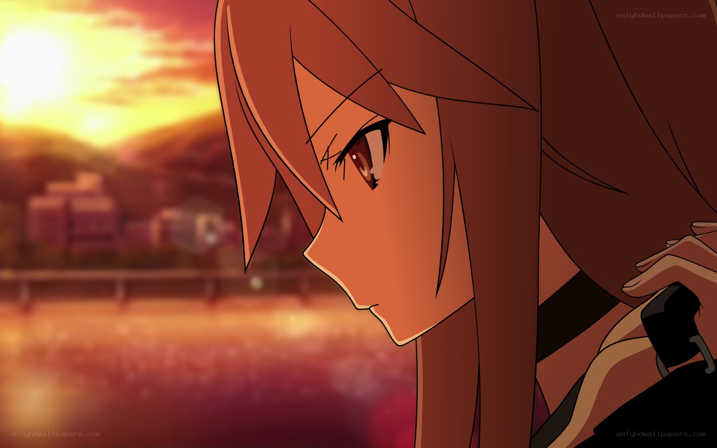 anime character at sunset