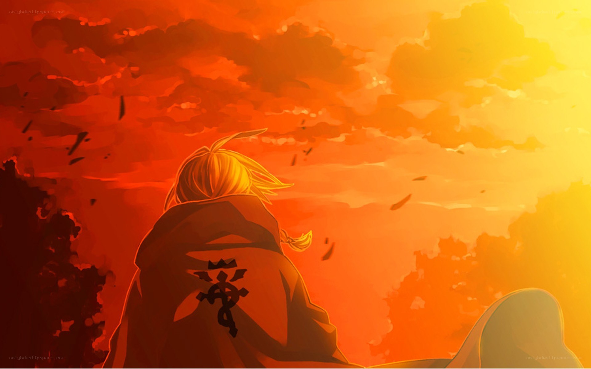 anime character at sunset