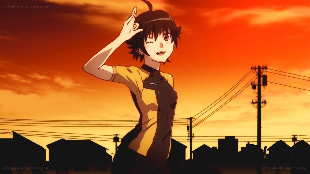 anime character at sunset