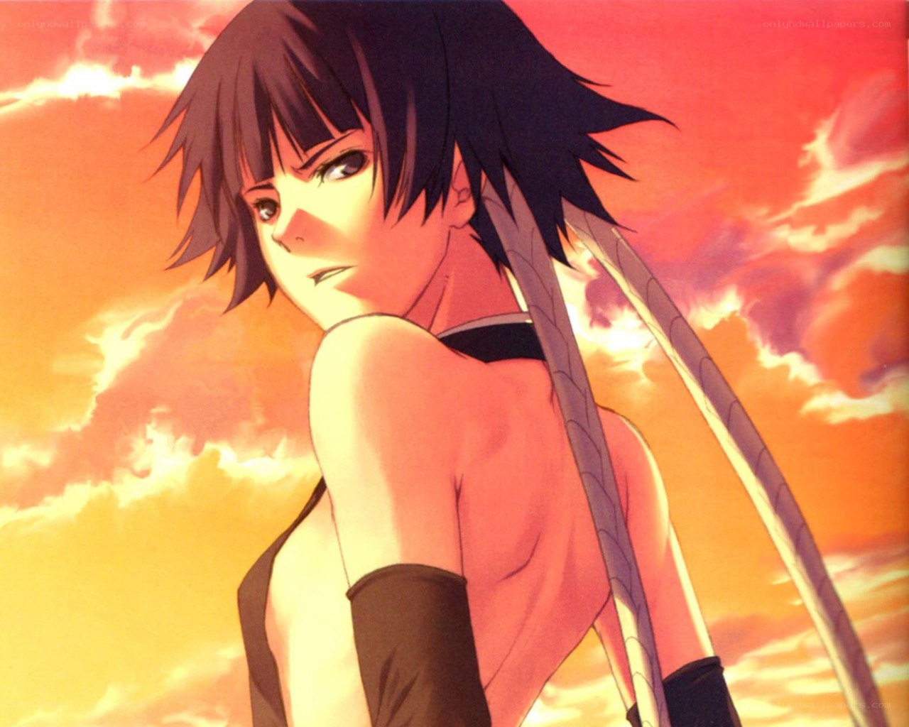 anime character at sunset
