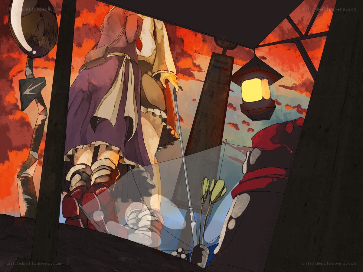 Anime character at sunset