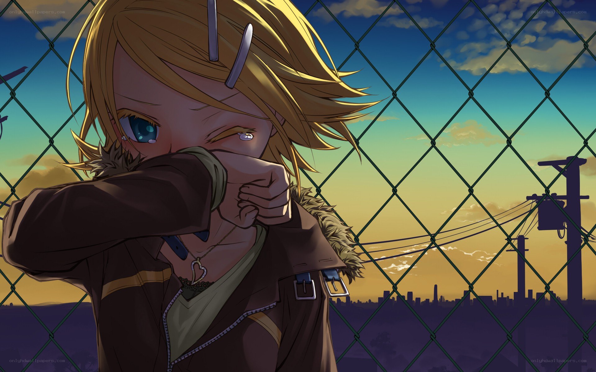 anime character at sunset